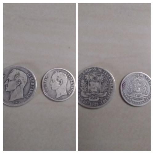 Vendo dos monedas de plata de un Bolívar y d - Imagen 1